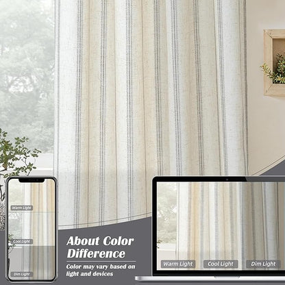 DriftAway Farmhouse Vertical Striped Linen Blend Textured Light Filtering Semi - Image 7