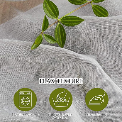 NICETOWN Semi Sheer Grey Curtains 84 inches Long, Grommet Linen Weave Semi - Image 4