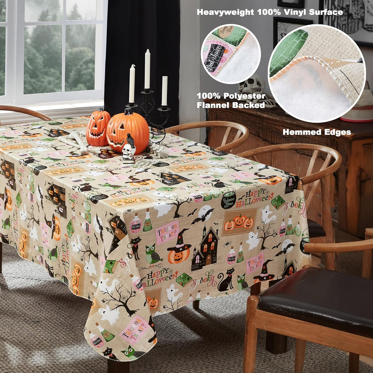 Newbridge Halloween Witches Brew 60 x 120 Inch Rectangle Vinyl Tablecloth
