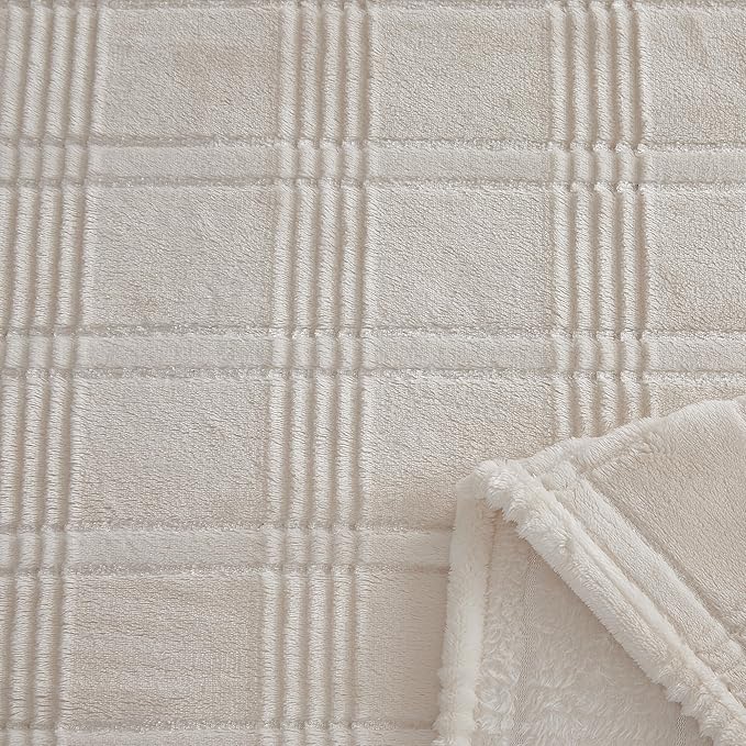 Oversized King Fleece Blanket 120x120 Inches, Seamless Soft Cozy 3D Jacquard - Image 5