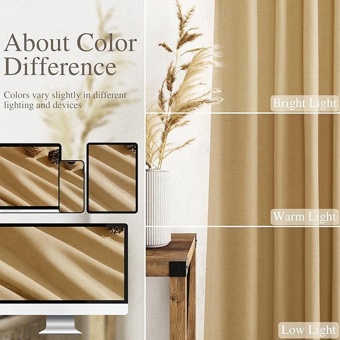 Extra Long Gold Yellow Linen Curtains 120 Inch - Image 3