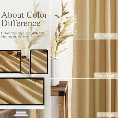 Extra Long Gold Yellow Linen Curtains 120 Inch - Image 3