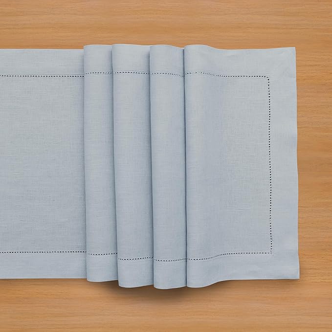 Solino Home Linen Dusty Blue Table Runner 108 Inches Long - Image 9