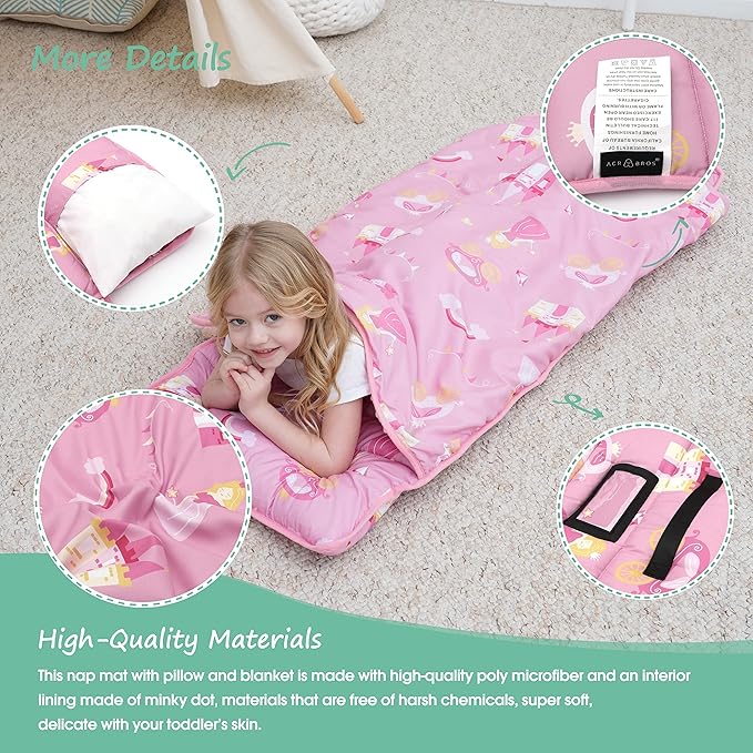 ACRABROS Toddler Nap Mat with Pillow and Blanket, Extra Large Rolled Napping - Image 5