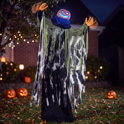 JOYIN Halloween Decorations Outdoor Life Size Animatronics Ghost Pumpkin Decor, Sound-Actived Haunted House Props with Creepy Sound for Garden Yard Lawn