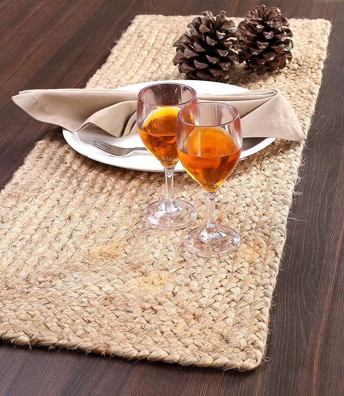GLAMBURG Farmhouse Jute Burlap Table Runner 36 Inches Long, 13x36 Natural Jute - Image 5