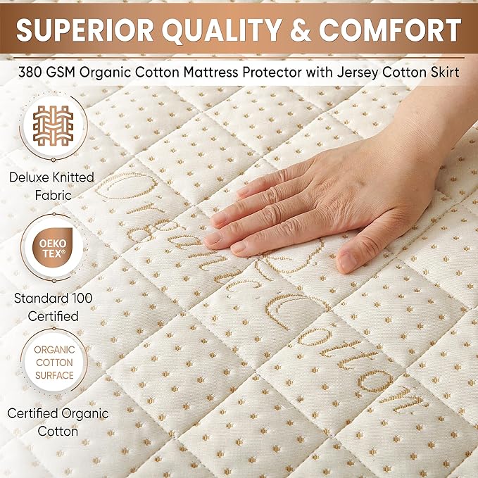Crib Luxury Quilted Organic Mattress Protector Pad - Image 2