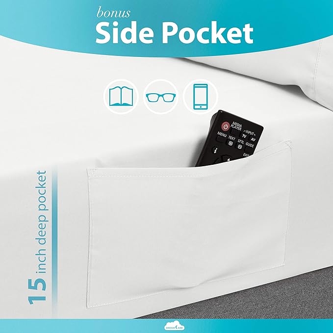 DREAMCARE Twin XL Sheet Sets – 3pcs Cooling Sheets – up to 15” Deep Pocket Twin - Image 3