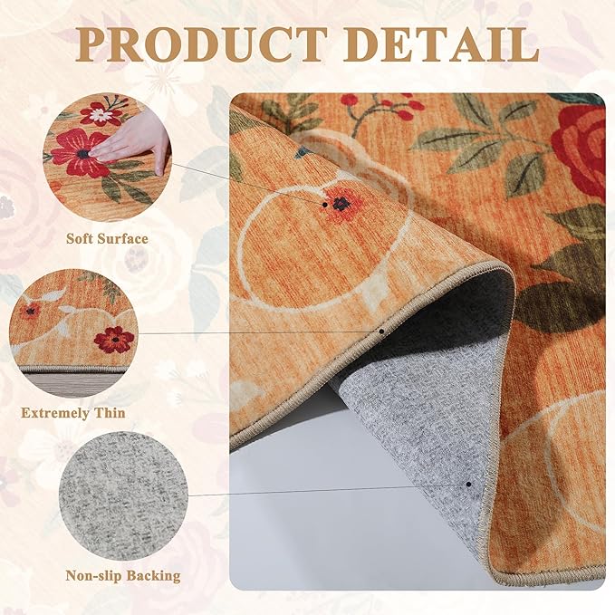 DUKINO 5x7 Area Rug, Floral Rugs - Image 3