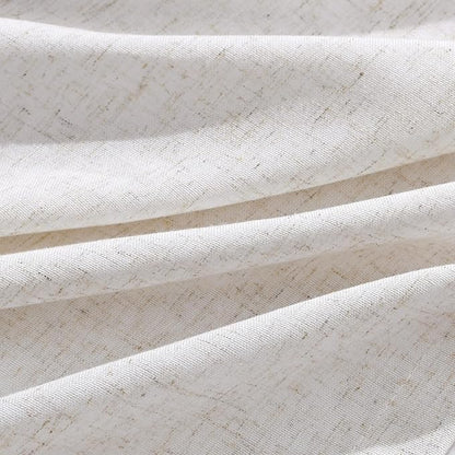 Beige White Pinch Pleated Linen Curtains 63 Inch Length 2 Panels - Image 2