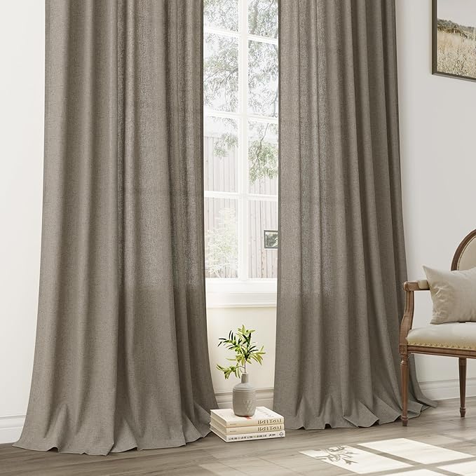 Mocha Pinch Pleat Linen Curtains 72 Inch Length 2 Panels Set - Image 8