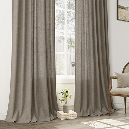 Mocha Pinch Pleat Linen Curtains 72 Inch Length 2 Panels Set - Image 8