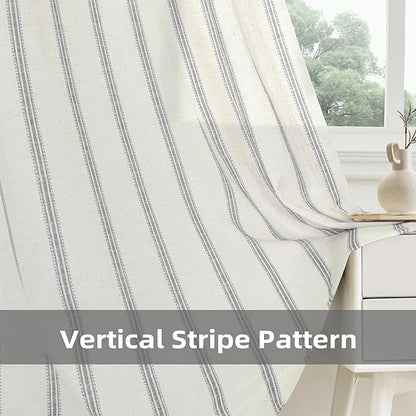 DriftAway Farmhouse Vertical Striped Linen Blend Textured Light Filtering Semi - Image 7