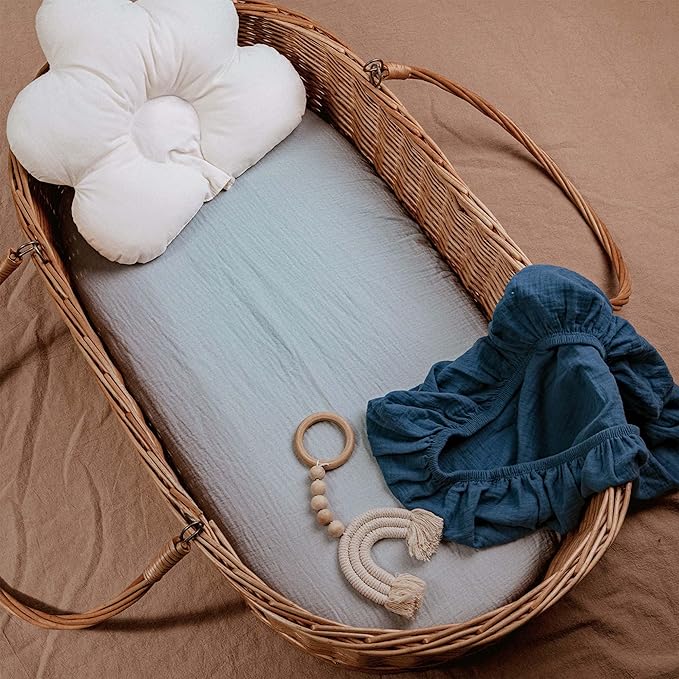 Muslin Bassinet Fitted Sheets, 2 Pack - Image 4