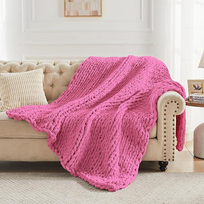 Carriediosa Chunky Knit Throw Blanket 60" X 80" Twin, 100% Hand Made Large - Image 6