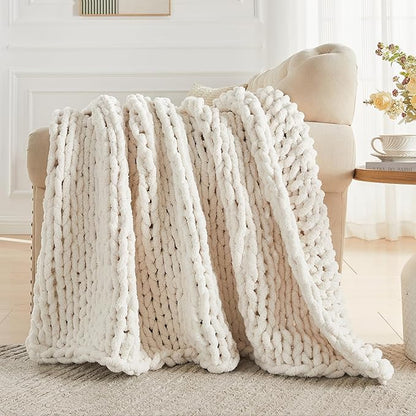 Carriediosa Chunky Knit Throw Blanket 60" X 80" Twin, 100% Hand Made Large - Image 5