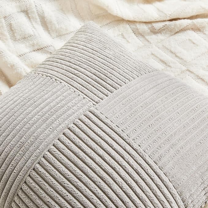 Fancy Homi 2 Packs Neutral Grey Lumbar Decorative Throw Pillow Covers 12x24 Inch - Image 4
