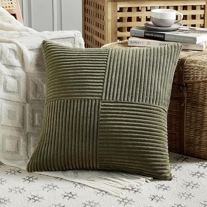Fancy Homi 2 Packs Olive Green Samll Decorative Throw Pillow Covers 14x14 Inch - Image 2