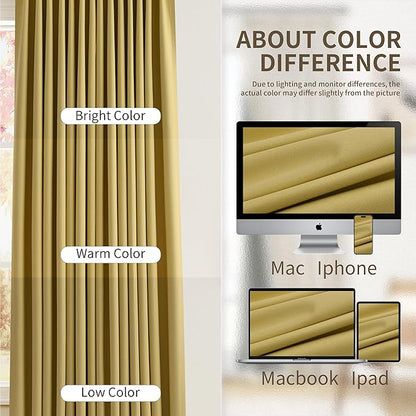 Pinch Pleated Linen 100% Blackout Curtains 108 Inch Long Floor to Ceiling - Image 6