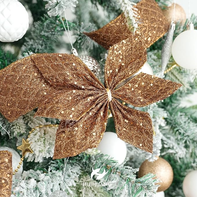 HUIHUANG Glitter Copper Wired Ribbon 2.5 inch Copper Diamond Mesh Wire Edge - Image 8