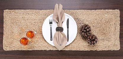 GLAMBURG Farmhouse Jute Burlap Table Runner 36 Inches Long, 13x36 Natural Jute - Image 4