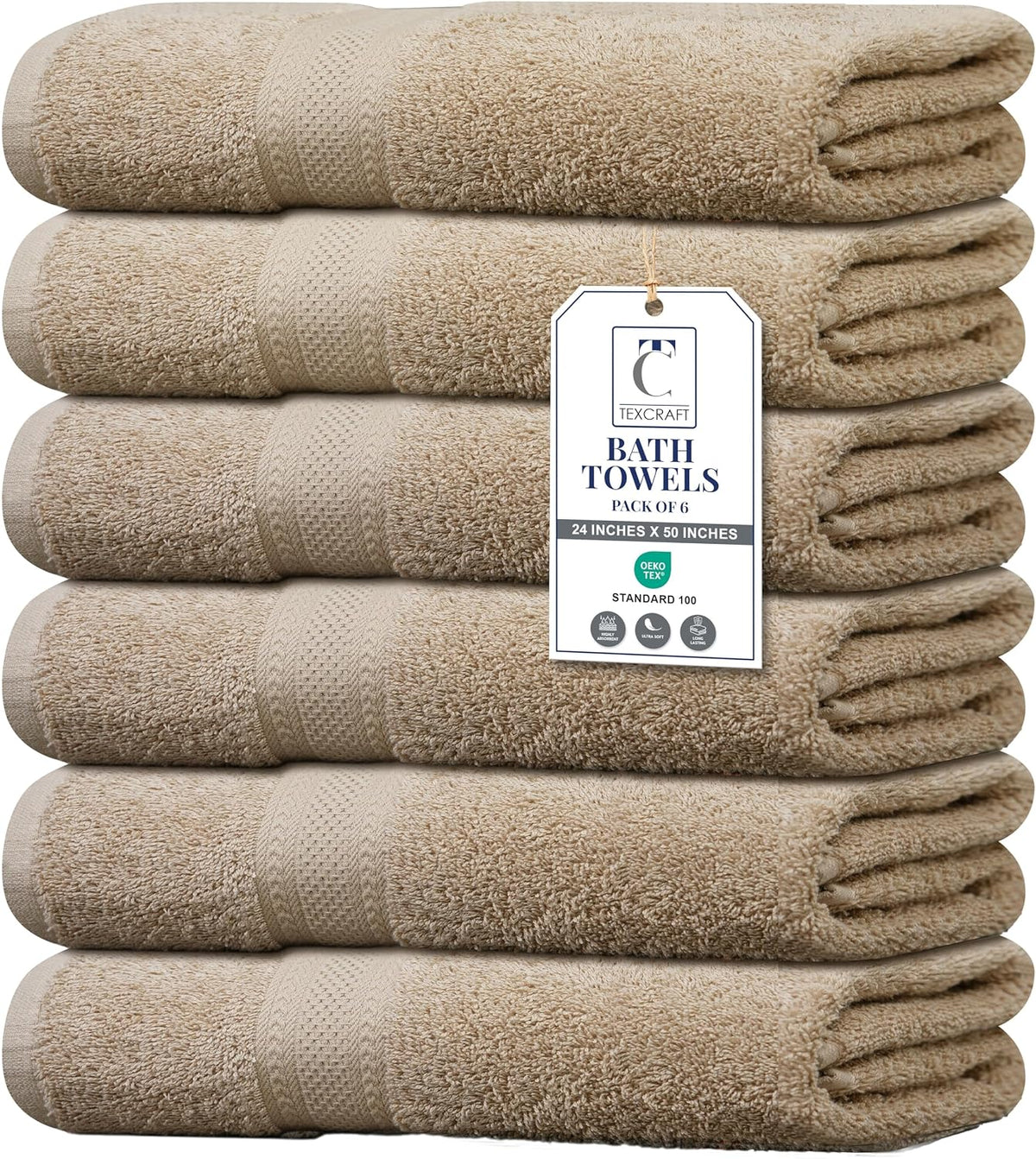 texcraft large bath towels set of 6 – shown in use