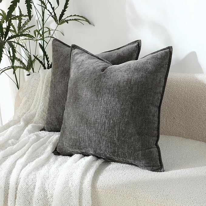 Stellhome Pack of 2, Soft Chenille Soild Throw Pillow Covers Accent Cushion - Image 6