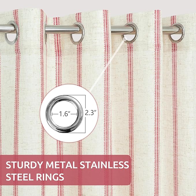 DriftAway Farmhouse Vertical Striped Linen Blend Textured Light Filtering Semi - Image 2