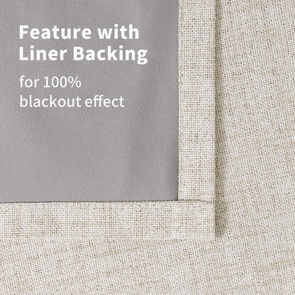 youngstex linen farmhouse blackout curtains 63 inch length, front angle view