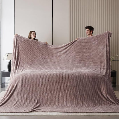 Oversized King Fleece Blanket 120x120 Inches, Seamless Soft Cozy 3D Jacquard by Korbliss