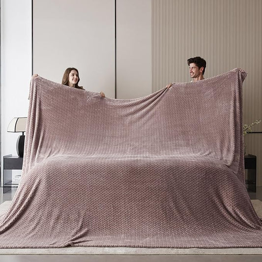 Oversized King Fleece Blanket 120x120 Inches, Seamless Soft Cozy 3D Jacquard by Korbliss