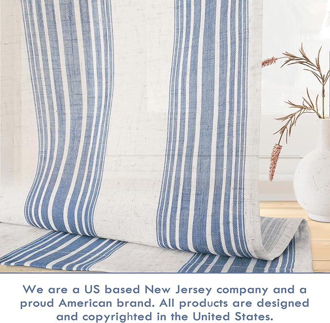 DriftAway Farmhouse Vertical Striped Linen Blend Textured Light Filtering Semi - Image 3