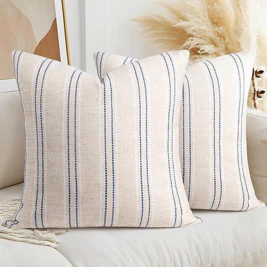 AELS 26x26 Decorative Farmhouse Linen Throw Pillow Covers, Boho Textured Pillow by AELS