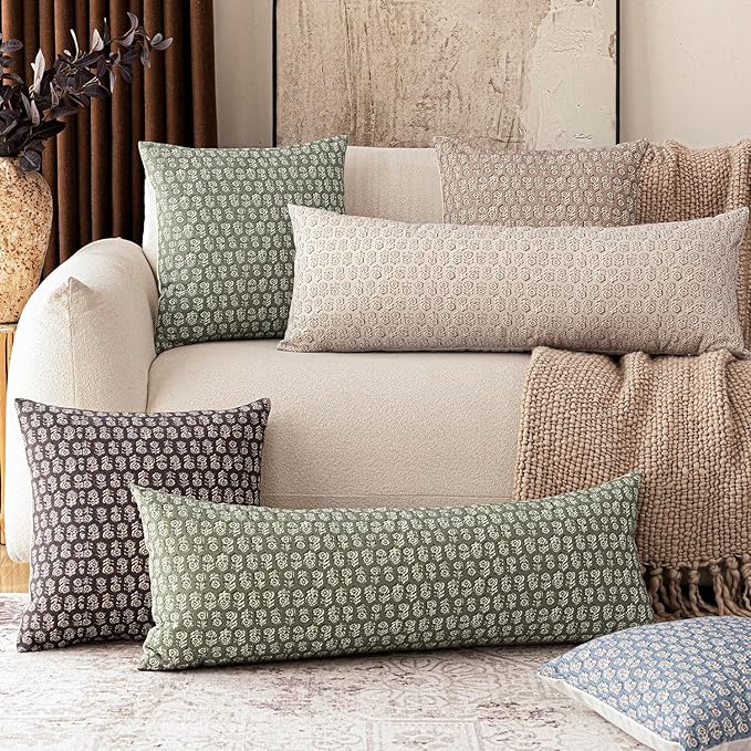 Foindtower Set of 2 Decorative Long Body Lumbar Throw Pillow Covers Neutral - Image 7
