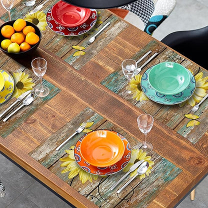 Giwawa Rustic Daisy Placemats Set of 4- Yellow Sunflowers Vintage Wood Board - Image 8