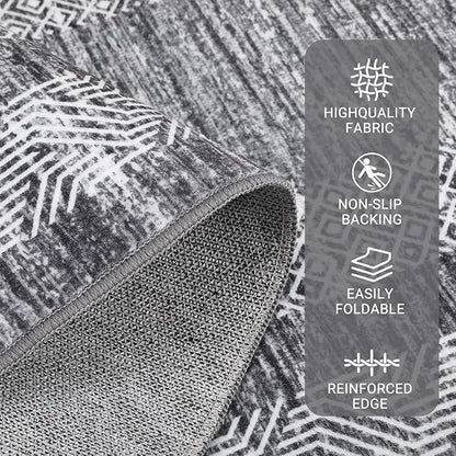 GarveeHome Modern Geometric Area Rug 5x7 Distressed Bordered Rug Washable Non - Image 3