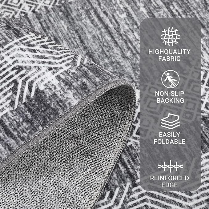 GarveeHome 8x10 Large Washable Area Rug Modern Bordered Rug Distressed - Image 3