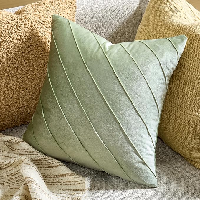 GIGIZAZA Sage Green Velvet Pillow Covers 20x20 - Image 2
