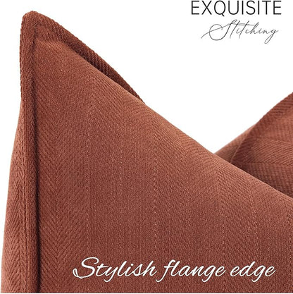 ZWJD Rust Throw Pillow Covers 18x18 Set of 2 Chenille Fall Pillow Covers - Image 4