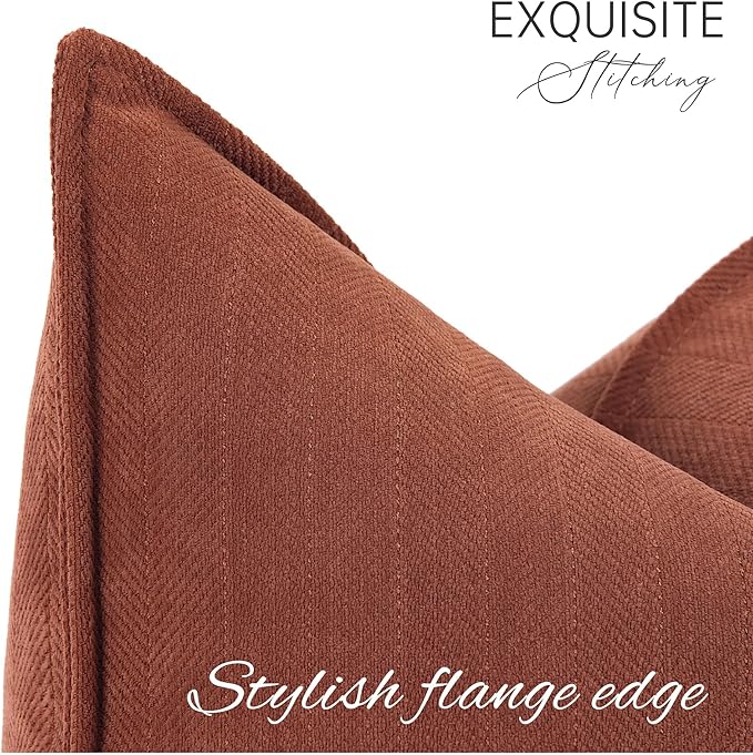 ZWJD Rust Throw Pillow Covers 20x20 Set of 2 Chenille Fall Pillow Covers - Image 4