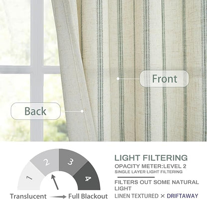 DriftAway Farmhouse Vertical Striped Linen Blend Textured Light Filtering Semi - Image 8