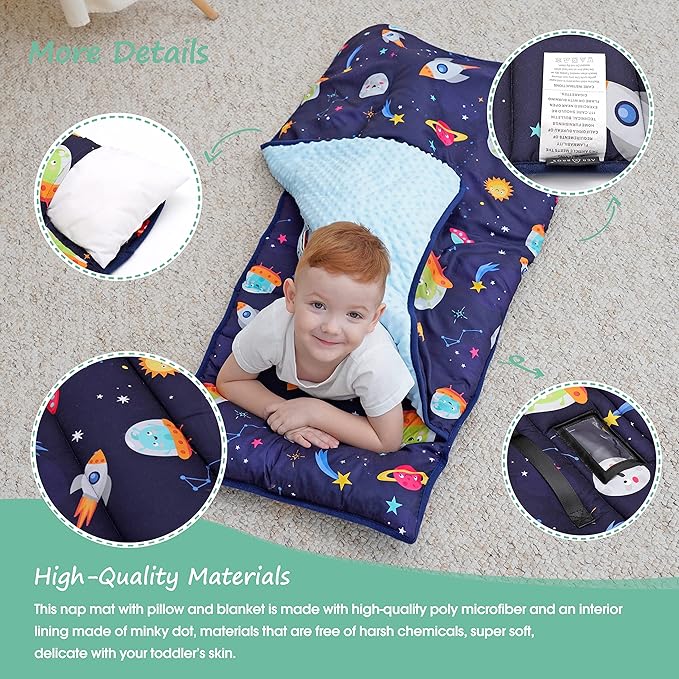 ACRABROS Toddler Nap Mat with Pillow and Blanket, Extra Large Rolled Napping - Image 5