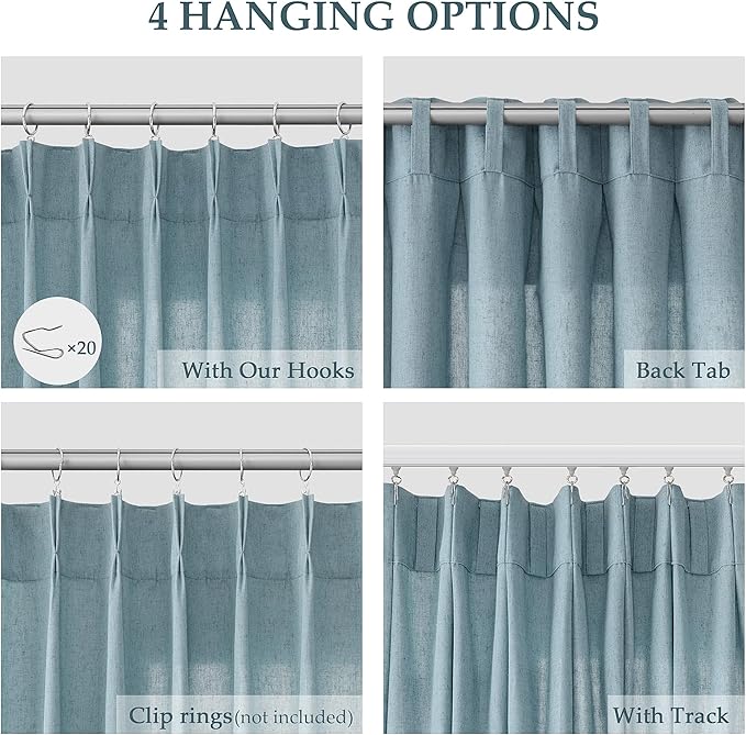 Pinch Pleated 90 Inch Curtains 2 Panels - Image 2