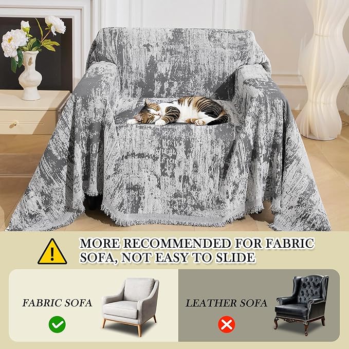 MEETSKY Small Couch Cover Oversized Chair Cover Washable, Chenille Soft Throw - Image 8