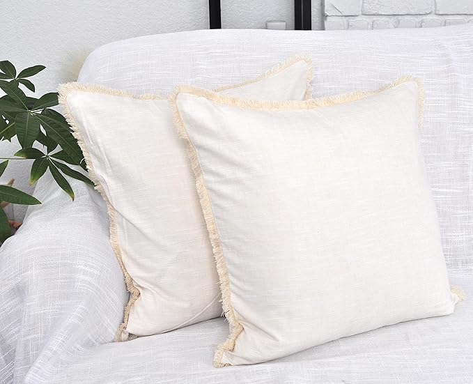 20×20 Cream White Cotton Throw Pillow Covers - Image 5