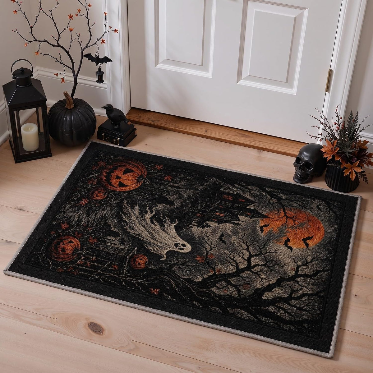 Bavni 2X6 Inch Halloween Scene Runner Rug for Kitchen