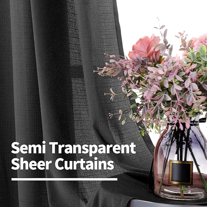 BGment Natural Linen Look Semi Sheer Curtains - Image 3