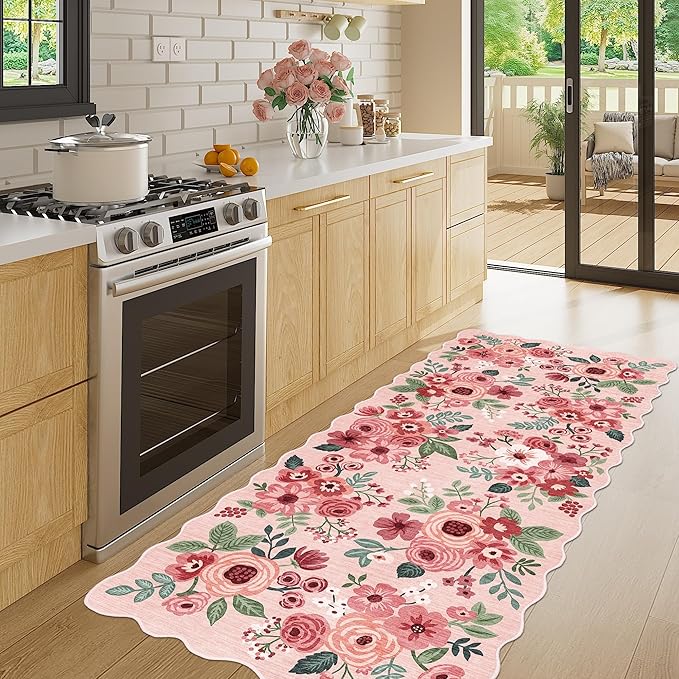DUKINO 2x5 Washable Runner Rugs, Non Slip Floral Print Entryway Rug - Image 2