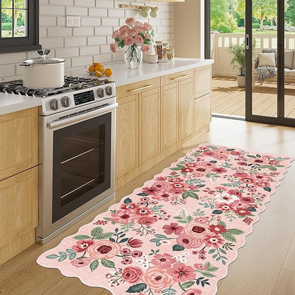 DUKINO 2x5 Washable Runner Rugs, Non Slip Floral Print Entryway Rug - Image 2