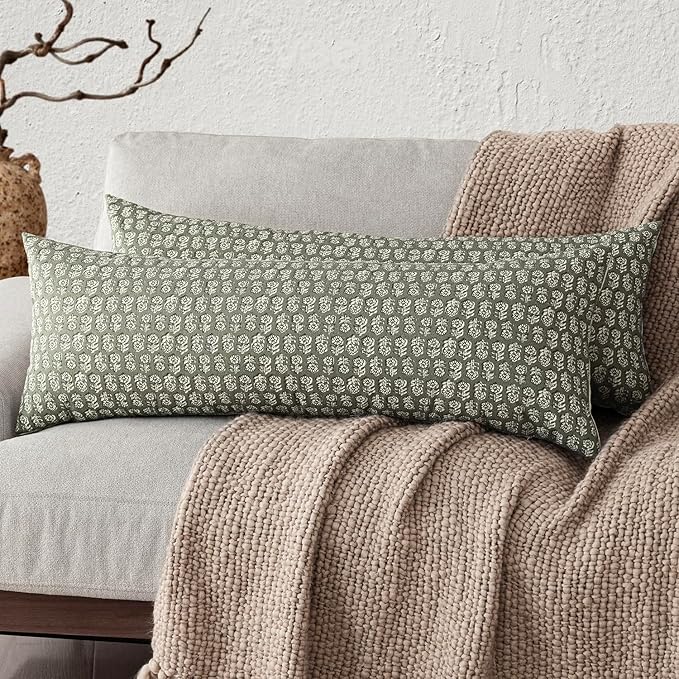 Foindtower Set of 2 Decorative Long Body Lumbar Throw Pillow Covers Neutral by Foindtower